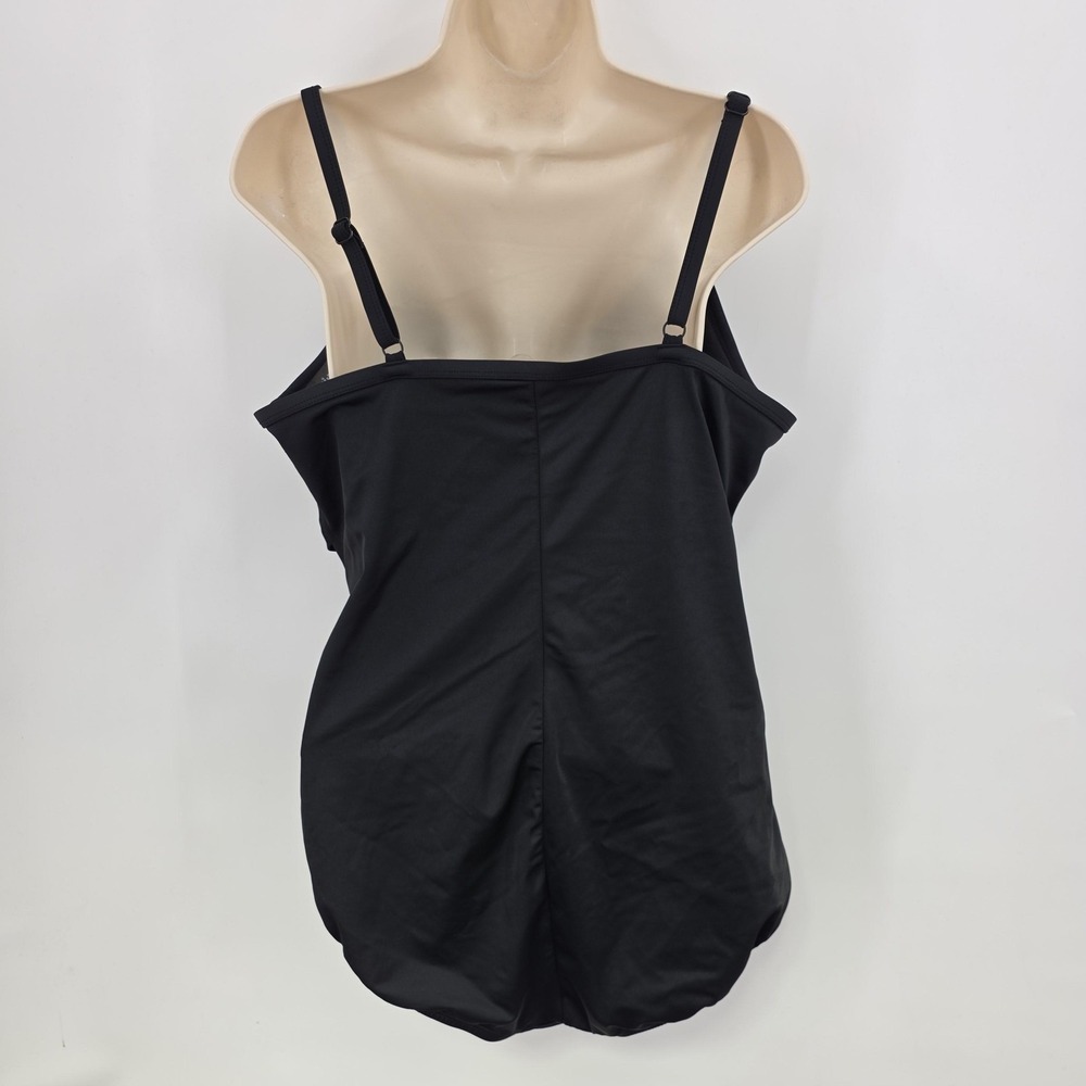 Embrace Your Curves Miracle Swimsuit 2X Black One Piece Wrap Front Shaping Plus - Picture 2 of 11